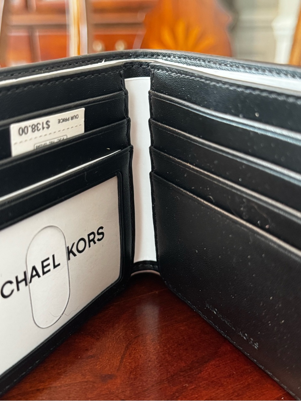 Michael Kors Men's Black and Gray Ombre MK Signature Bi-Fold Wallet, NWT - Picture 2 of 6
